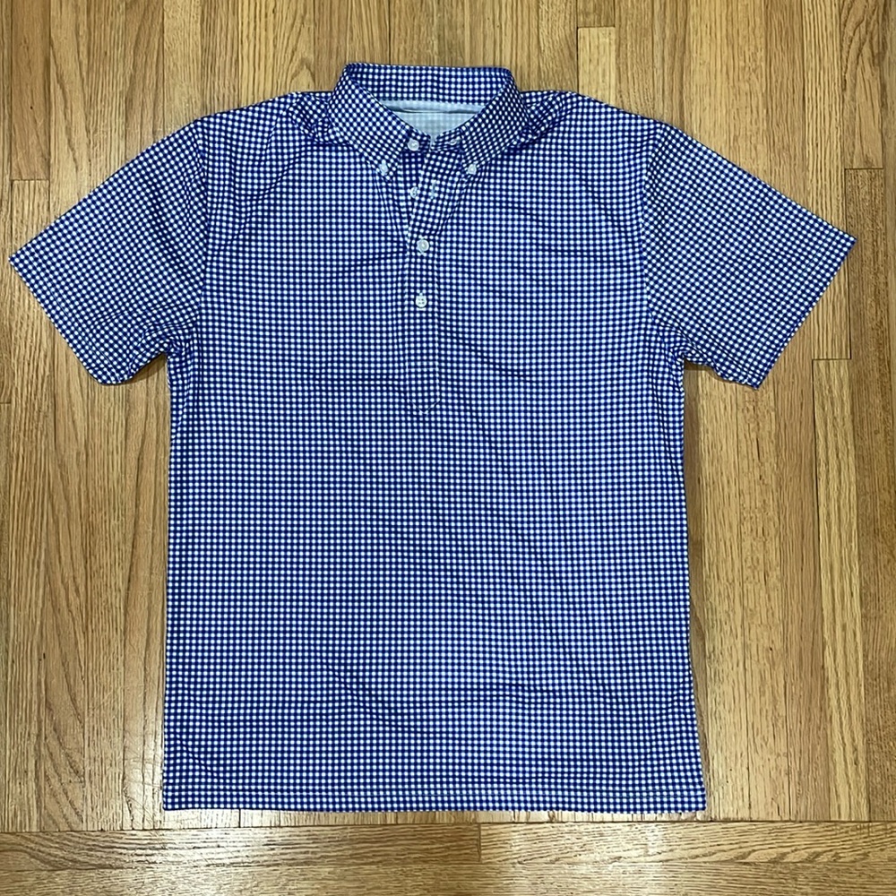 Blue Gingham Collars & Co Button Polo